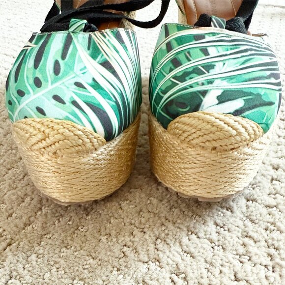 PATRICIA RAMIREZ SWIMWEAR PALM LEAF Ankle Wrap Platform Espadrille Sandal - Picture 10 of 12